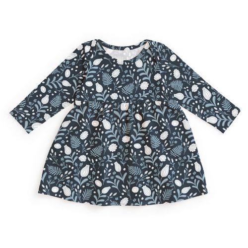 Lausanne Baby Dress - Ferns & Flowers Night Sky