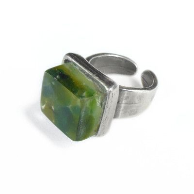 Cube Pewter Ring, Wine