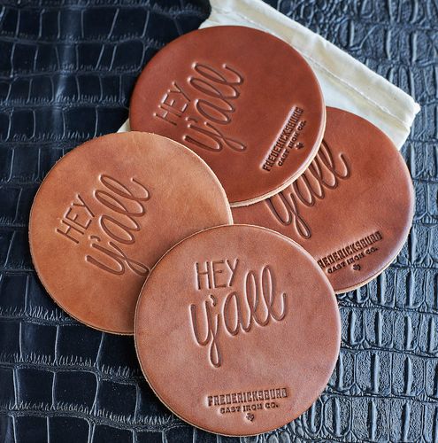 Leather "Hey Y'All" Coasters