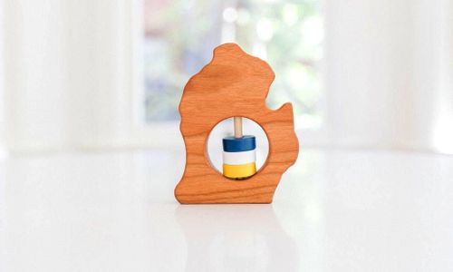 Michigan State Wooden Baby Rattle