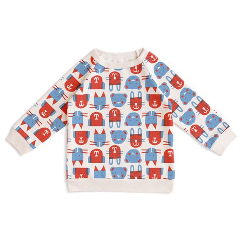 Sweatshirt - Furry Friends Red & Blue