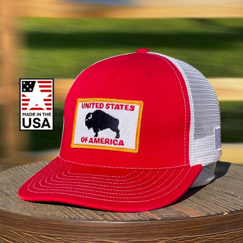 American Bison Red Snapback