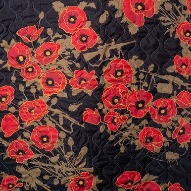 Tribe Throw Blanket - Poppies of War - Black - Bawidamann Art