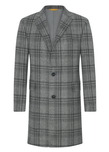 Grey Plaid Wool Overcoat