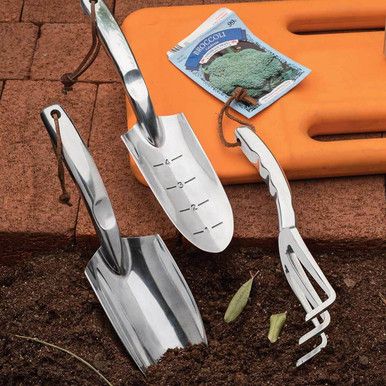 Polished Cast-Aluminum Trowel/Cultivator Set