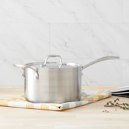 4-quart Covered Stainless Steel Saucepan