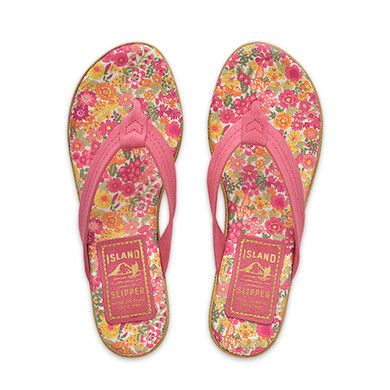 Fabric Floral Thong Platform