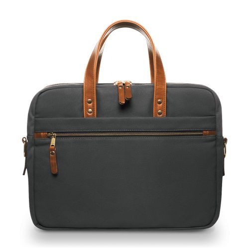 Grey Canvas & Leather Heritage Laptop Bag