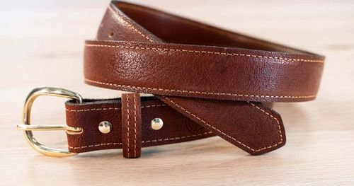 Shrunken Bison Leather Belt