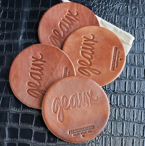 Leather "Geaux" Coasters