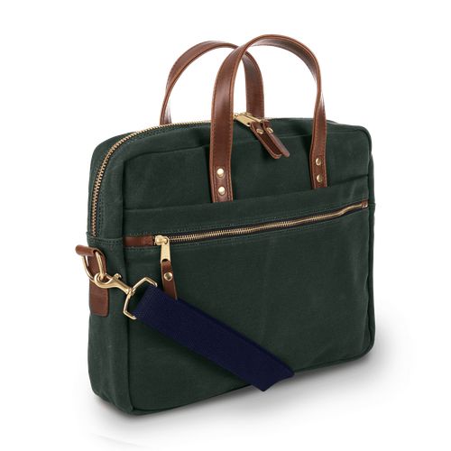 Waxed Canvas Laptop Bag - Hunter Green