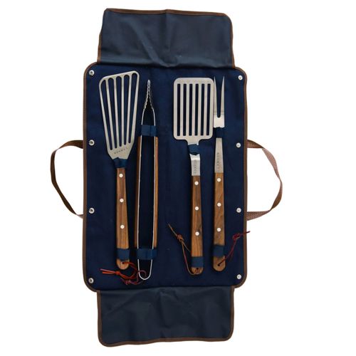 Walnut 4 Piece Deluxe Barbecue Set