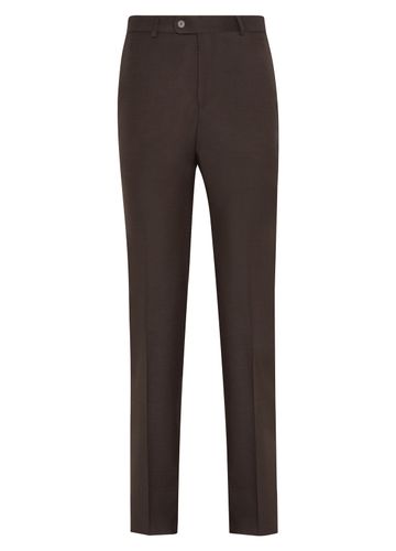 Brown Stretch Flat Front Trousers